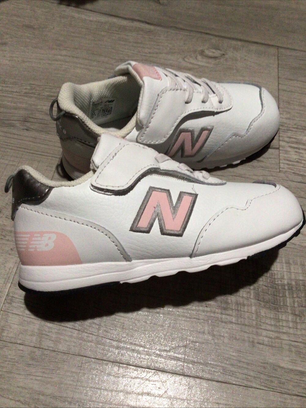 New Balance Shoes Infant Girls Size 10 White Pink Logo Athletic Low Top Sneakers